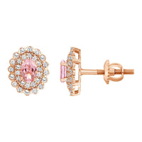 Thumbnail for LADIES EARRING 1/2 CT ROUND/PEACH MORGANITE DIAMOND 10K ROSE GOLD (CENTER - 3/4)