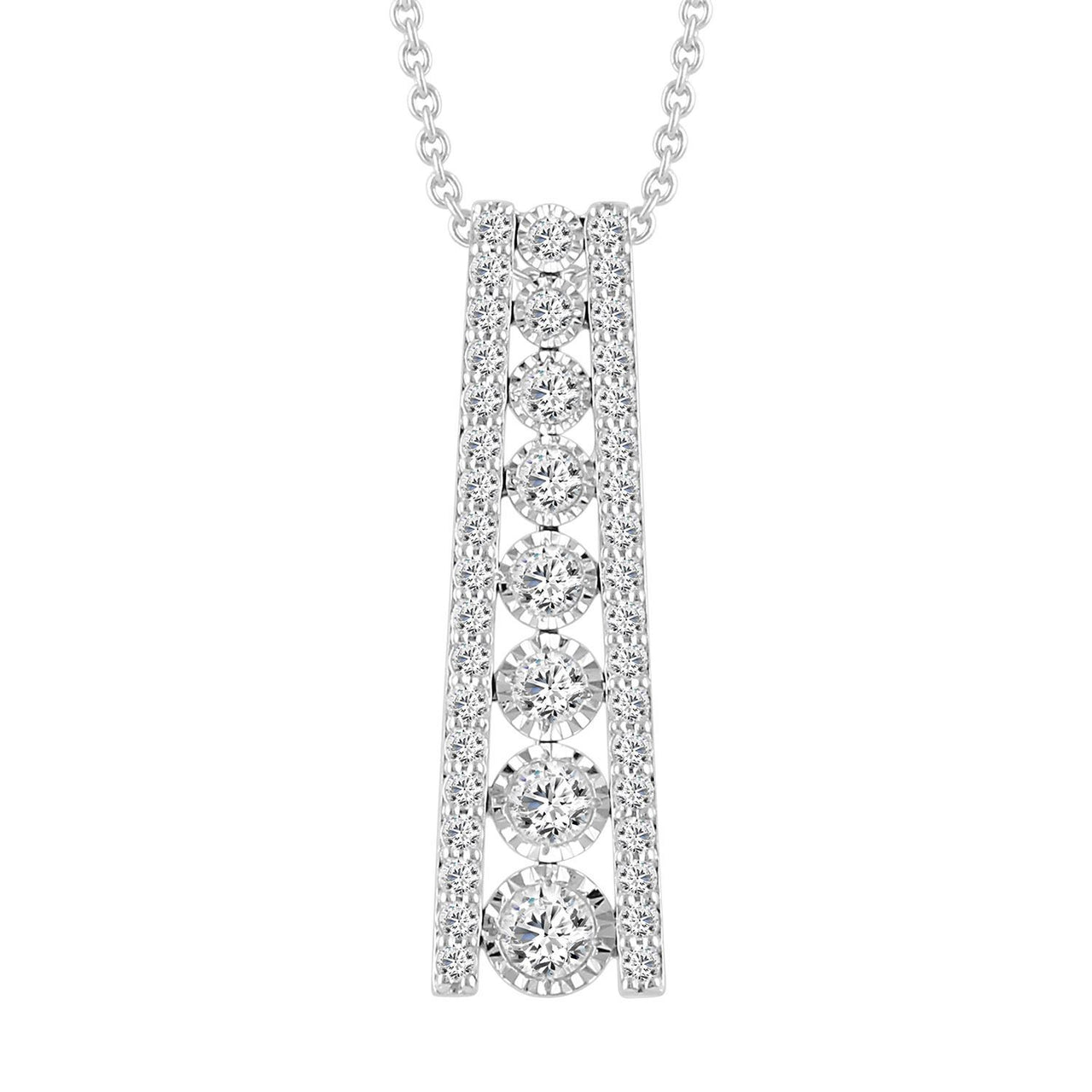 LADIES PENDANT 1/2 CT ROUND DIAMOND 10K WHITE GOLD