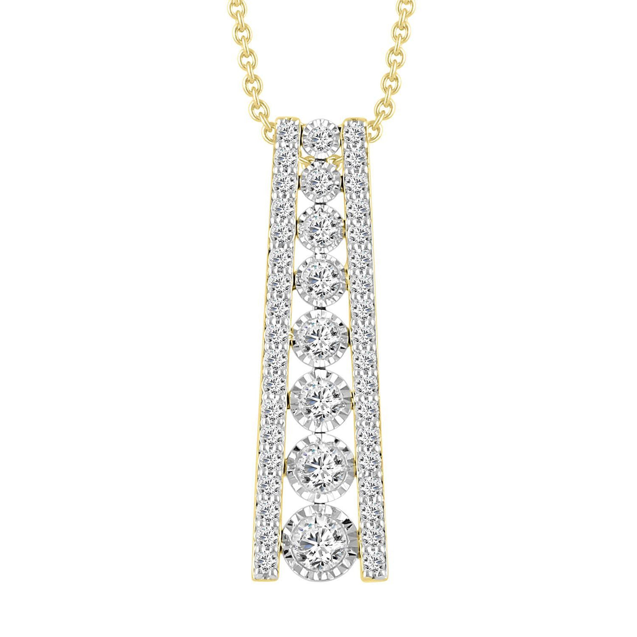 LADIES PENDANT 1/2 CT ROUND DIAMOND 10K YELLOW GOLD