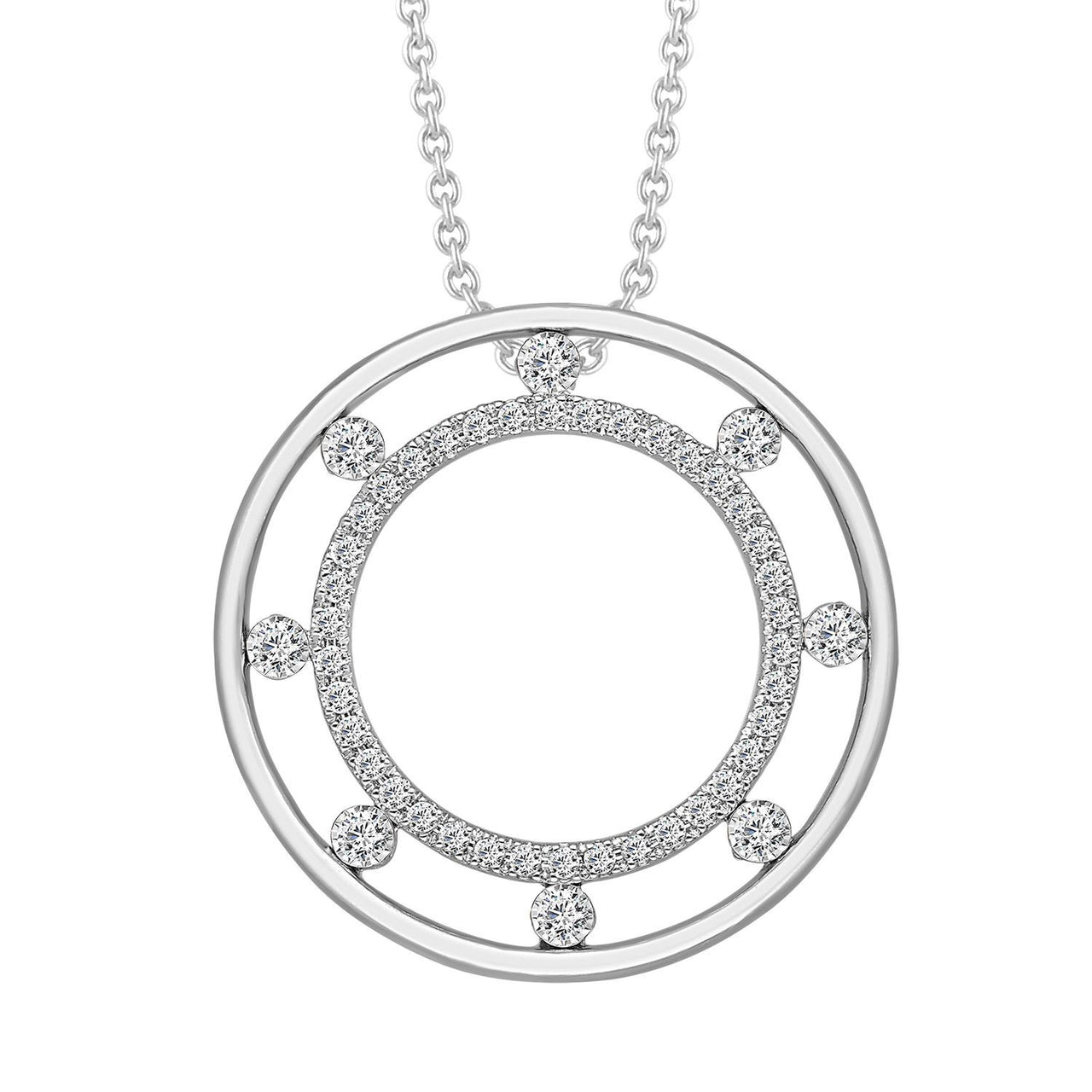 LADIES PENDANT 1/2 CT ROUND DIAMOND 14K WHITE GOLD