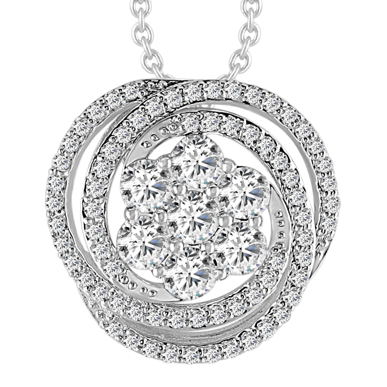 LADIES PENDANT 7/8 CT ROUND DIAMOND 14K WHITE GOLD