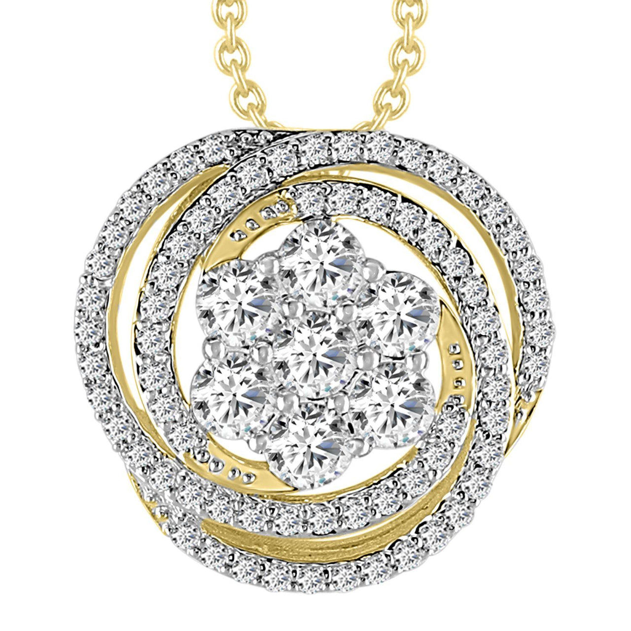 LADIES PENDANT 7/8 CT ROUND DIAMOND 14K YELLOW GOLD