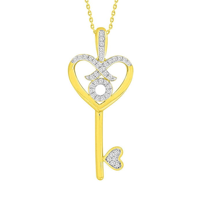 LADIES PENDANT 1/10 CT ROUND DIAMOND 10K YELLOW GOLD