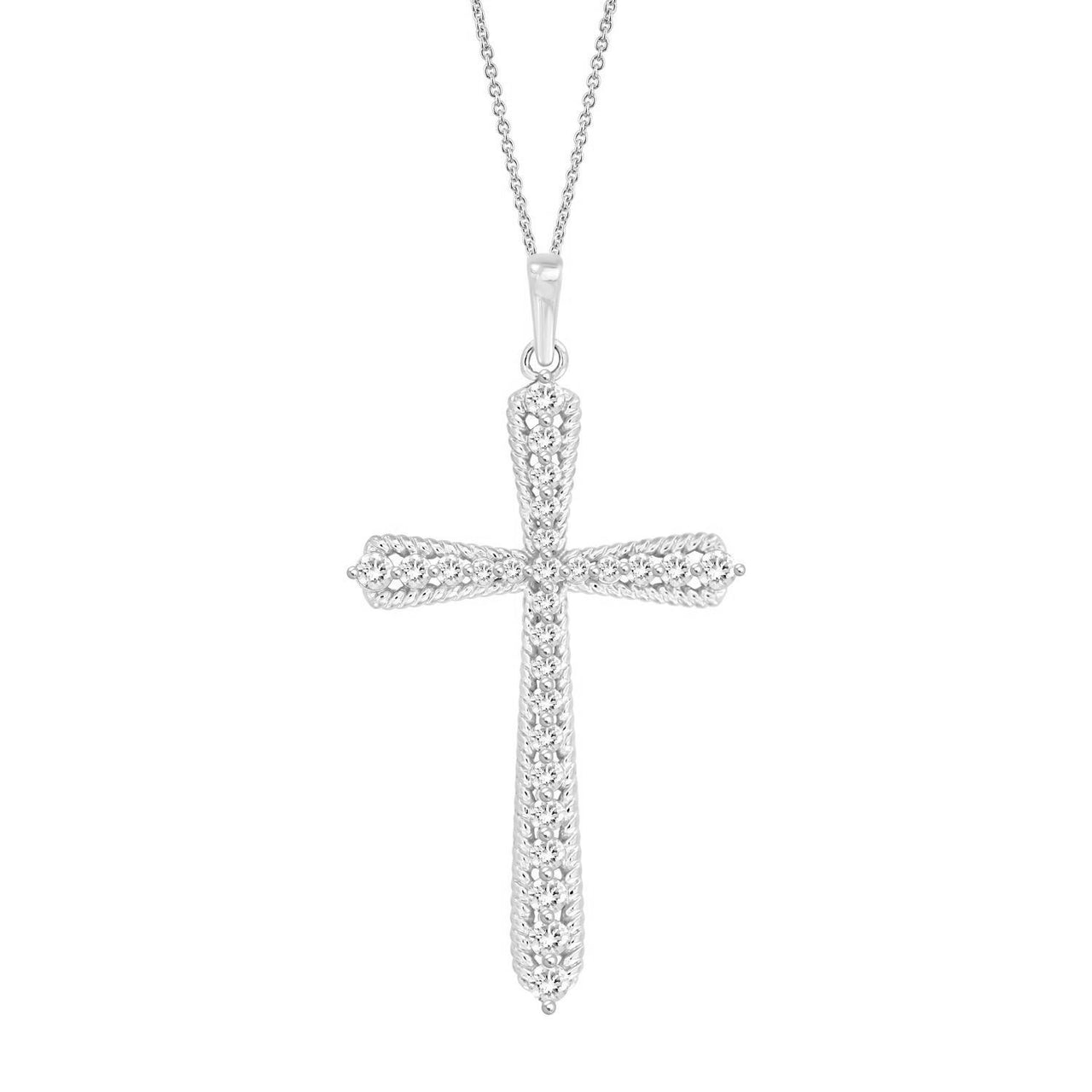 LADIES PENDANT 1/2 CT ROUND DIAMOND 10K WHITE GOLD