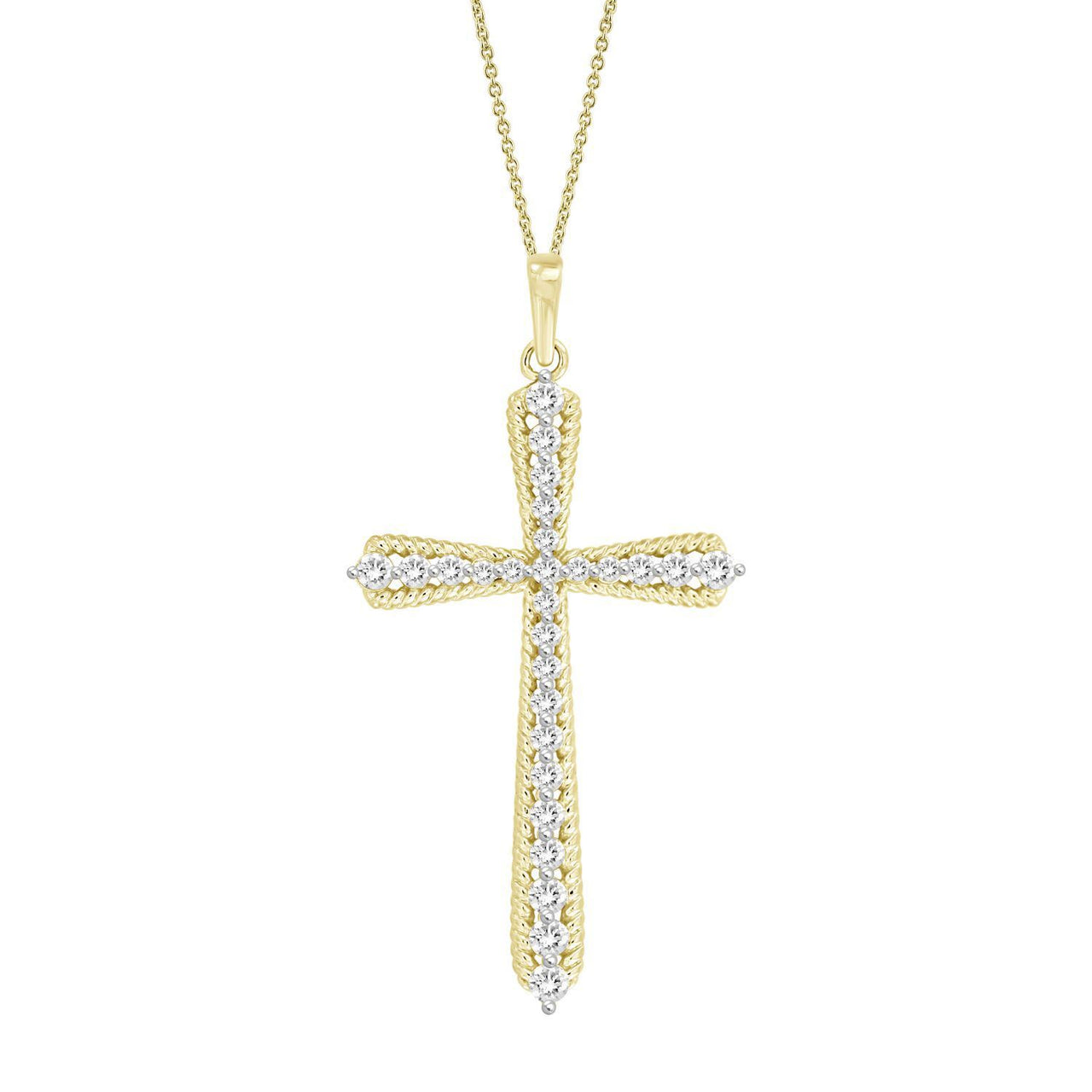 LADIES PENDANT 1/2 CT ROUND DIAMOND 10K YELLOW GOLD