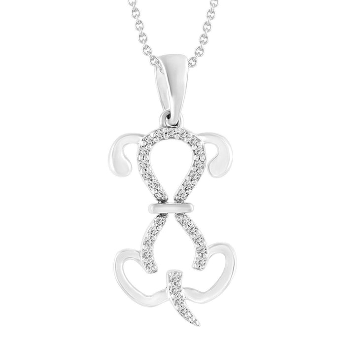 LADIES PENDANT 1/6 CT ROUND DIAMOND 10K WHITE GOLD