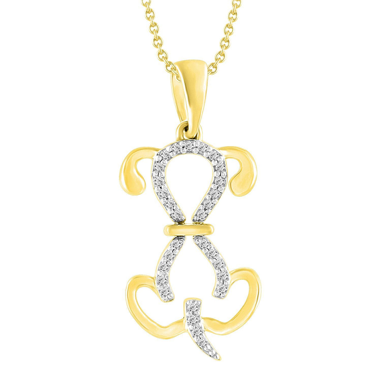 LADIES PENDANT 1/6 CT ROUND DIAMOND 10K YELLOW GOLD