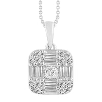 Thumbnail for LADIES PENDANT 1/2 CT ROUND/BAGUETTE/PRINCESS DIAMOND 10K WHITE GOLD