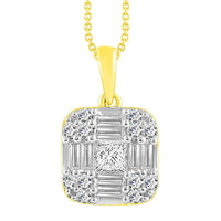 Thumbnail for LADIES PENDANT 1/2 CT ROUND/BAGUETTE/PRINCESS DIAMOND 10K YELLOW GOLD