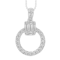 Thumbnail for LADIES PENDANT 1/4 CT ROUND/BAGUETTE DIAMOND 10K WHITE GOLD