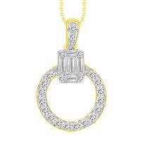 Thumbnail for LADIES PENDANT 1/4 CT ROUND/BAGUETTE DIAMOND 10K YELLOW GOLD