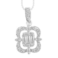 Thumbnail for LADIES PENDANT 1/4 CT ROUND/BAGUETTE DIAMOND 10K WHITE GOLD