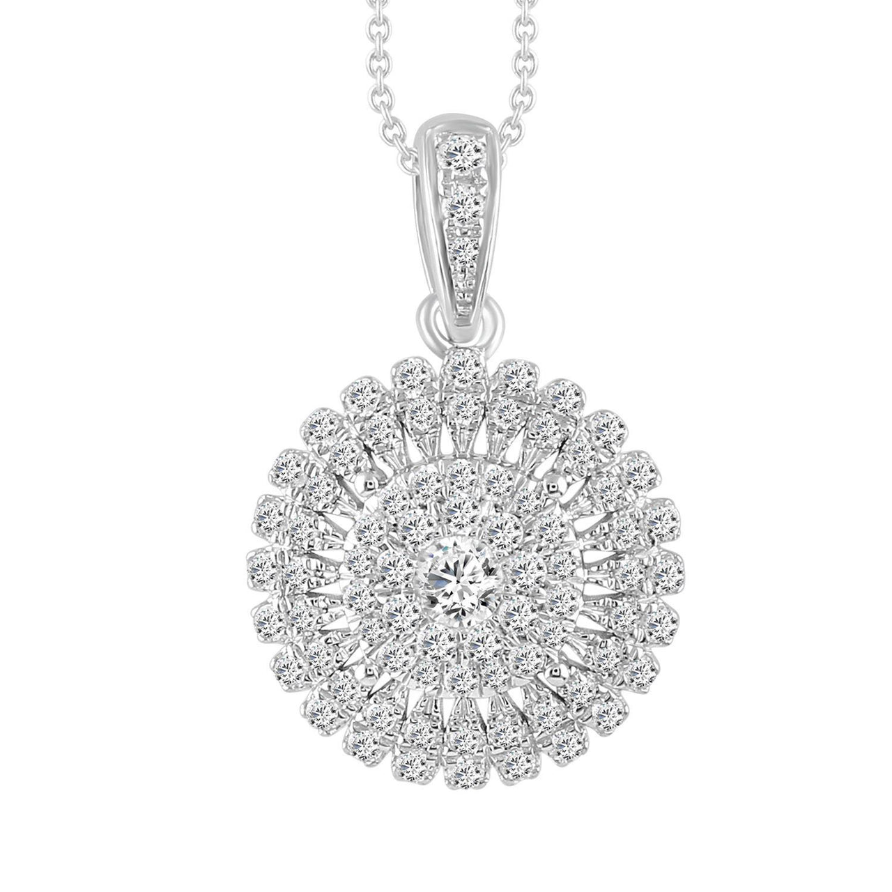 LADIES PENDANT 1/2 CT ROUND DIAMOND 10K WHITE GOLD