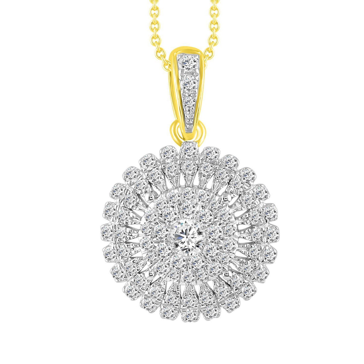LADIES PENDANT 1/2 CT ROUND DIAMOND 10K YELLOW GOLD