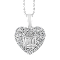 Thumbnail for LADIES PENDANT 1/2 CT ROUND/BAGUETTE DIAMOND 10K WHITE GOLD