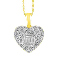 Thumbnail for LADIES PENDANT 1/2 CT ROUND/BAGUETTE DIAMOND 10K YELLOW GOLD