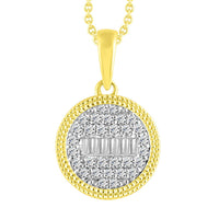 Thumbnail for LADIES PENDANT 1/4 CT ROUND/BAGUETTE DIAMOND 10K YELLOW GOLD