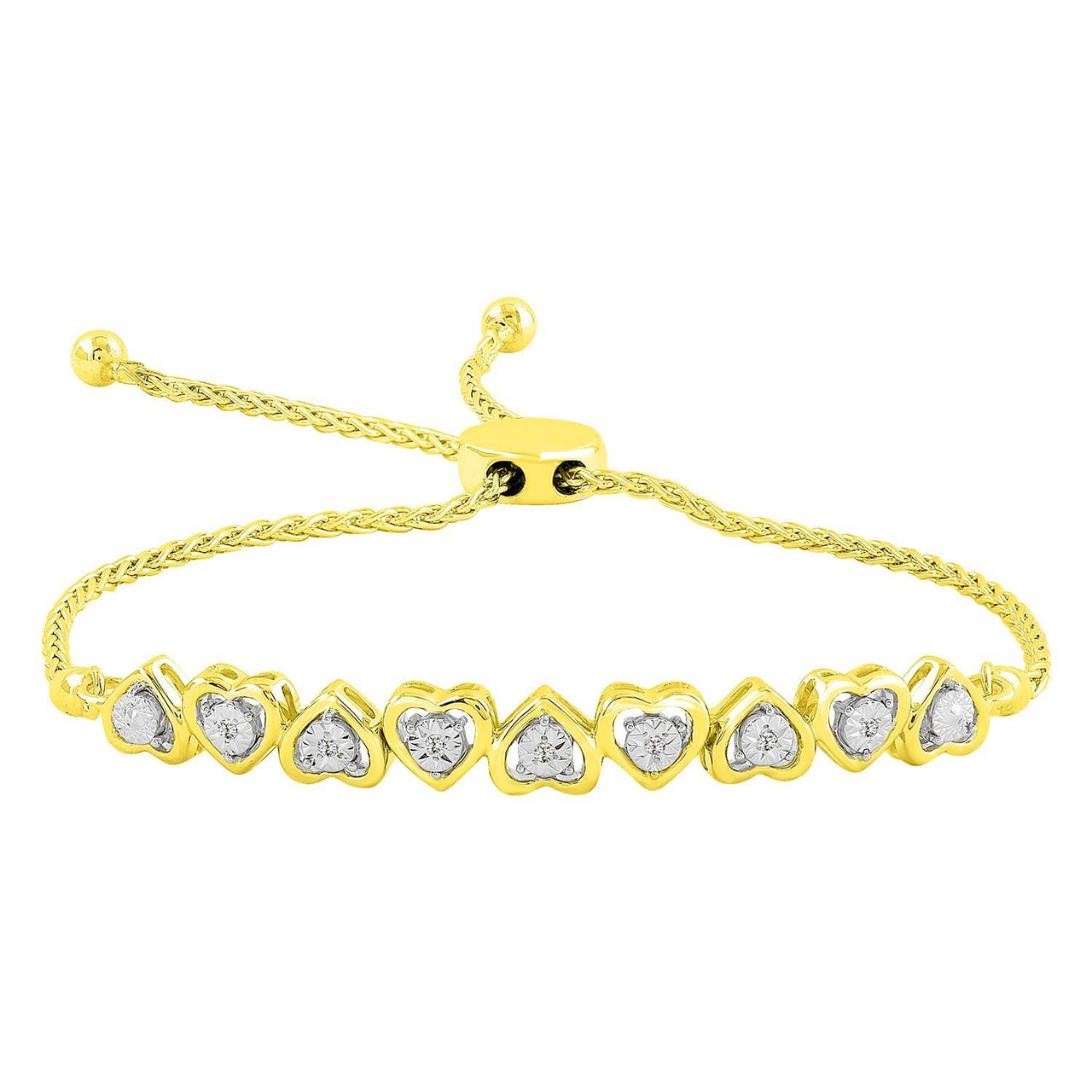 LADIES BRACELET 1/20 CT ROUND DIAMOND SS SILVER YELLOW PLATING