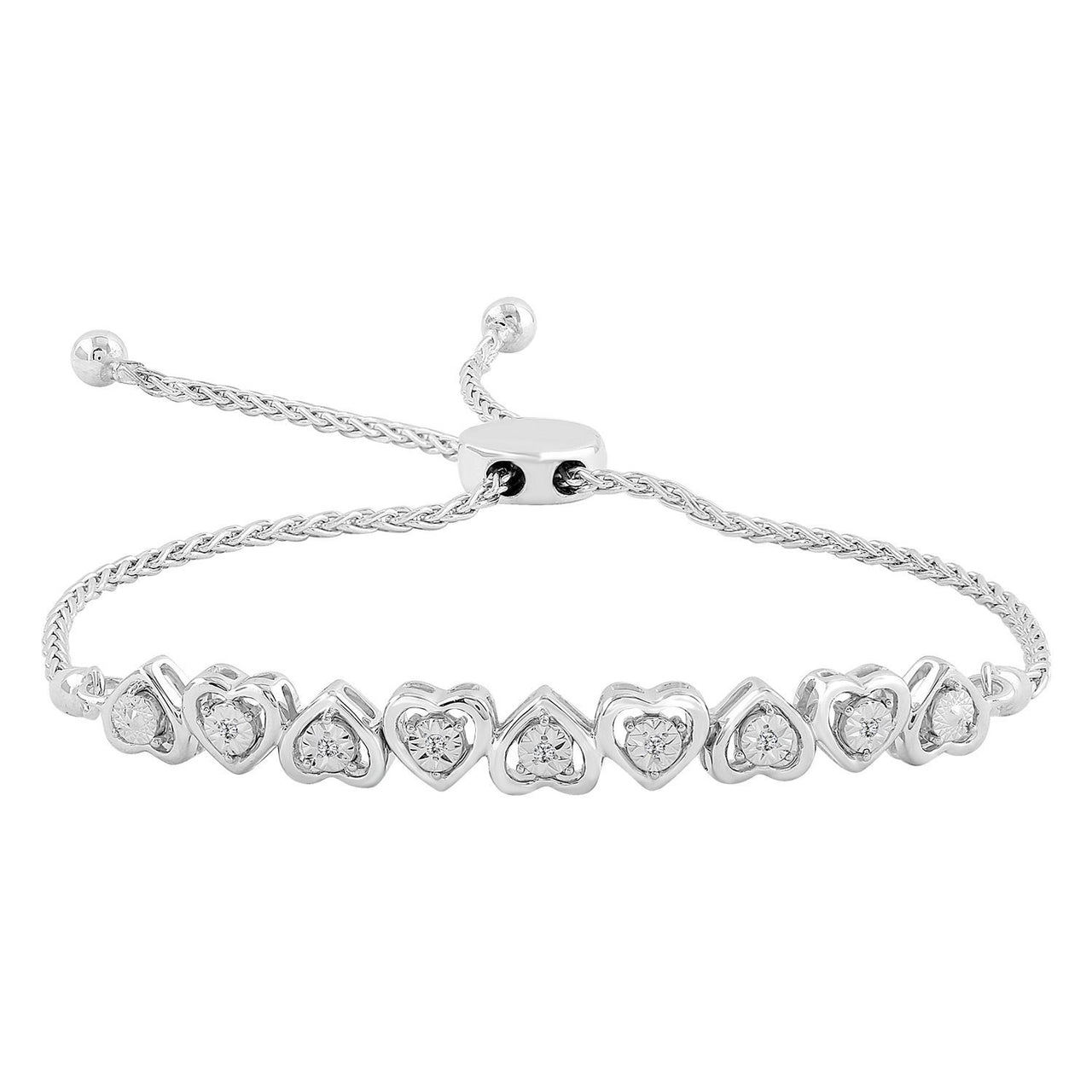 LADIES BRACELET 1/20 CT ROUND DIAMOND SS SILVER WHITE