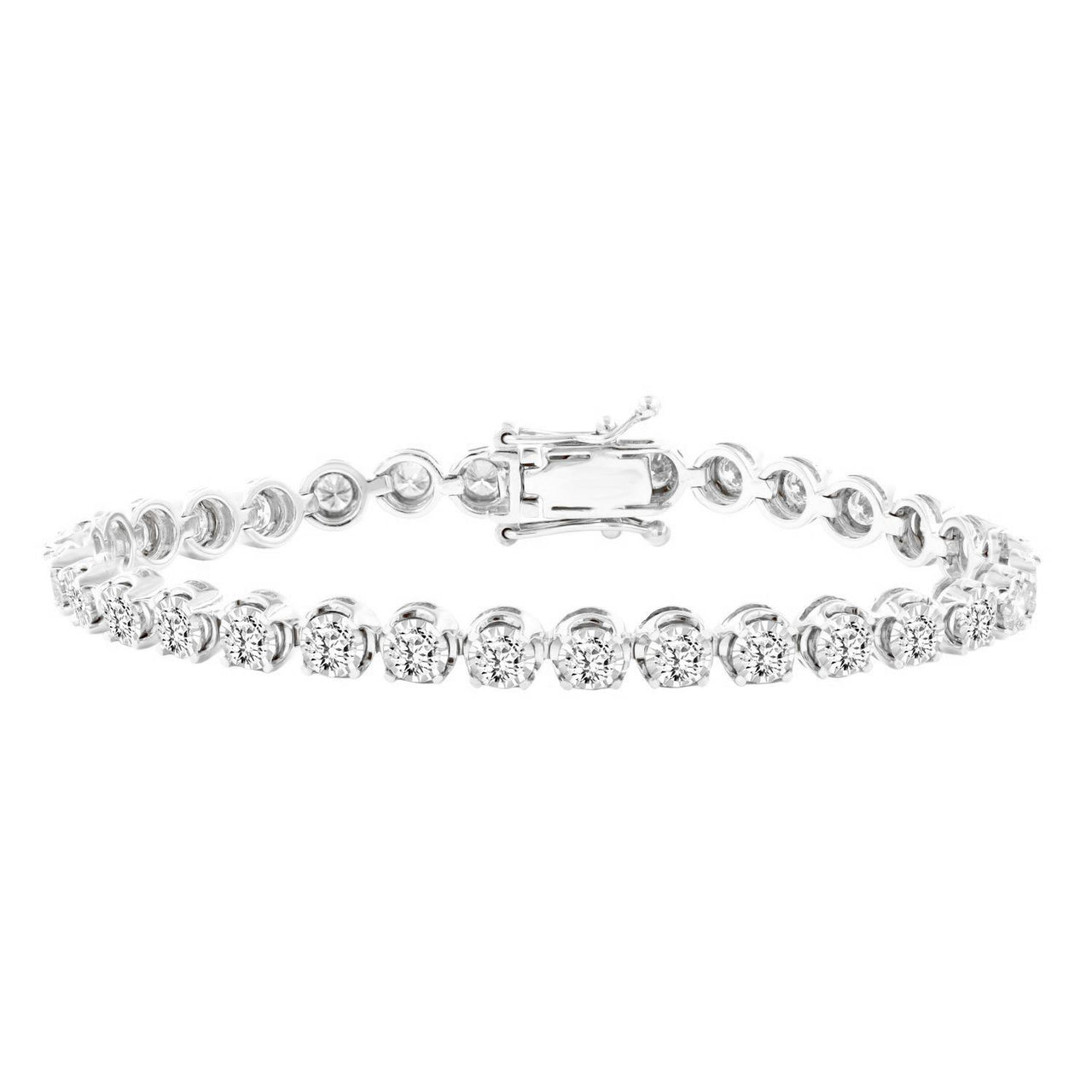 LADIES BRACELET 5 CT ROUND DIAMOND 10K WHITE GOLD
