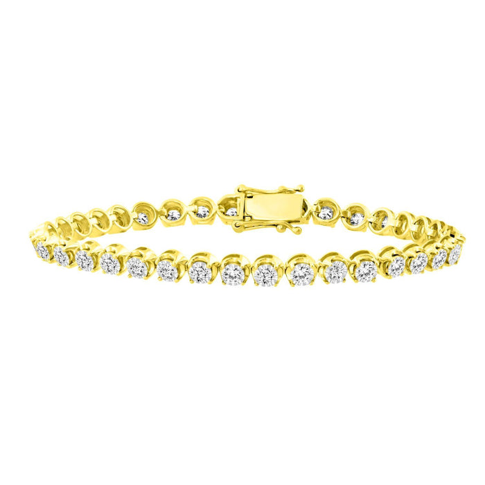 LADIES BRACELET 3 CT ROUND DIAMOND 10K YELLOW GOLD