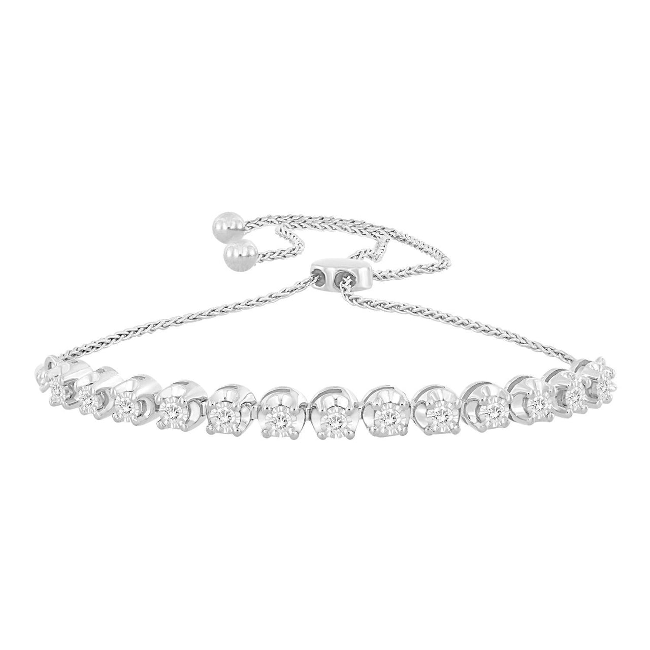 LADIES BRACELET 1/4 CT ROUND DIAMOND SS SILVER WHITE