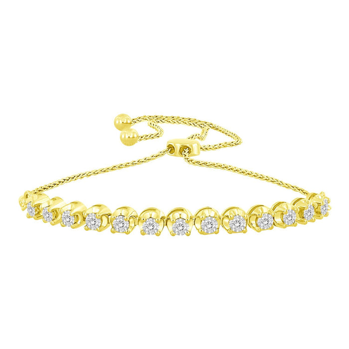 LADIES BRACELET 1/4 CT ROUND DIAMOND SS SILVER YELLOW PLATING