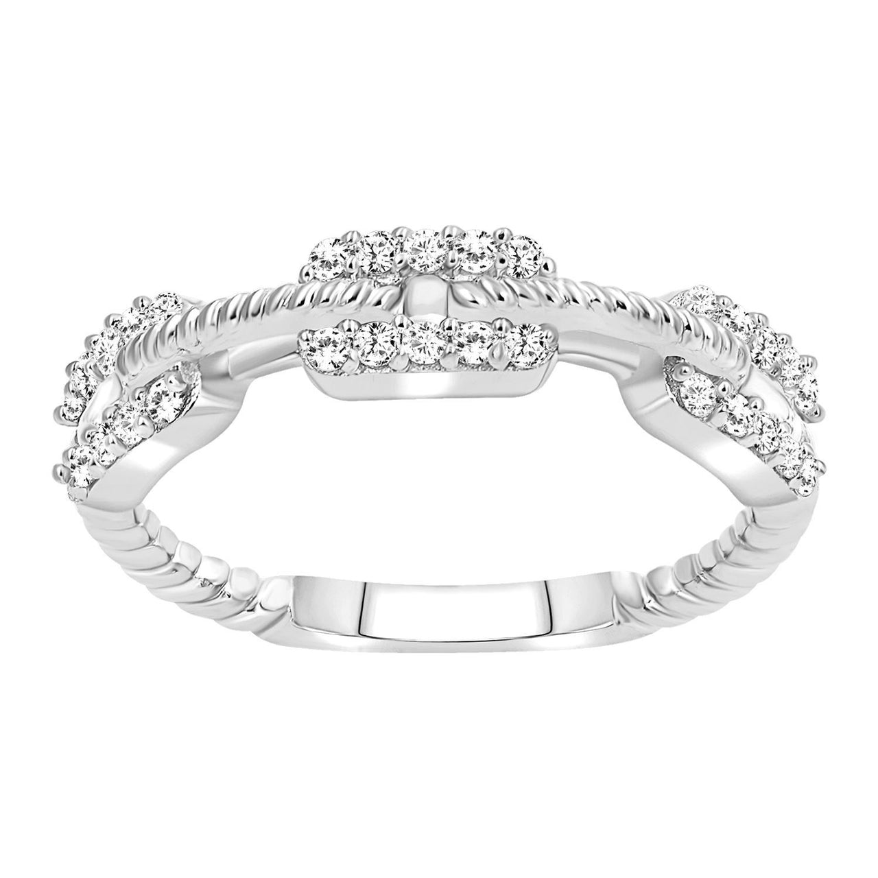 LADIES BAND 1/4 CT ROUND DIAMOND 10K WHITE GOLD