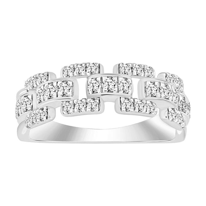 LADIES BAND 1/2 CT ROUND DIAMOND 10K WHITE GOLD