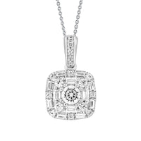 Thumbnail for LADIES PENDANT 1/2 CT ROUND/BAGUETTE DIAMOND 14K WHITE GOLD