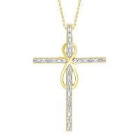 Thumbnail for LADIES PENDANT 1/5 CT ROUND/BAGUETTE DIAMOND 10K YELLOW GOLD