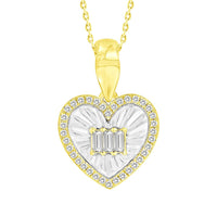 Thumbnail for LADIES PENDANT 1/10 CT ROUND/BAGUETTE DIAMOND 10K YELLOW GOLD