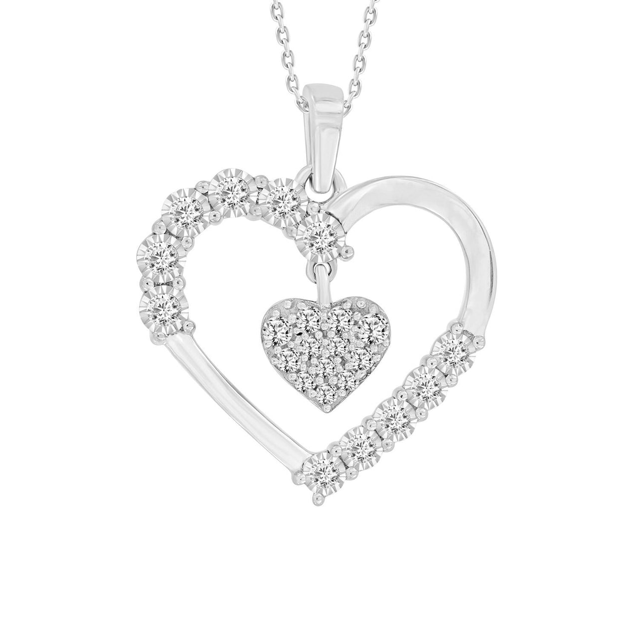LADIES PENDANT 1/4 CT ROUND DIAMOND 10K WHITE GOLD