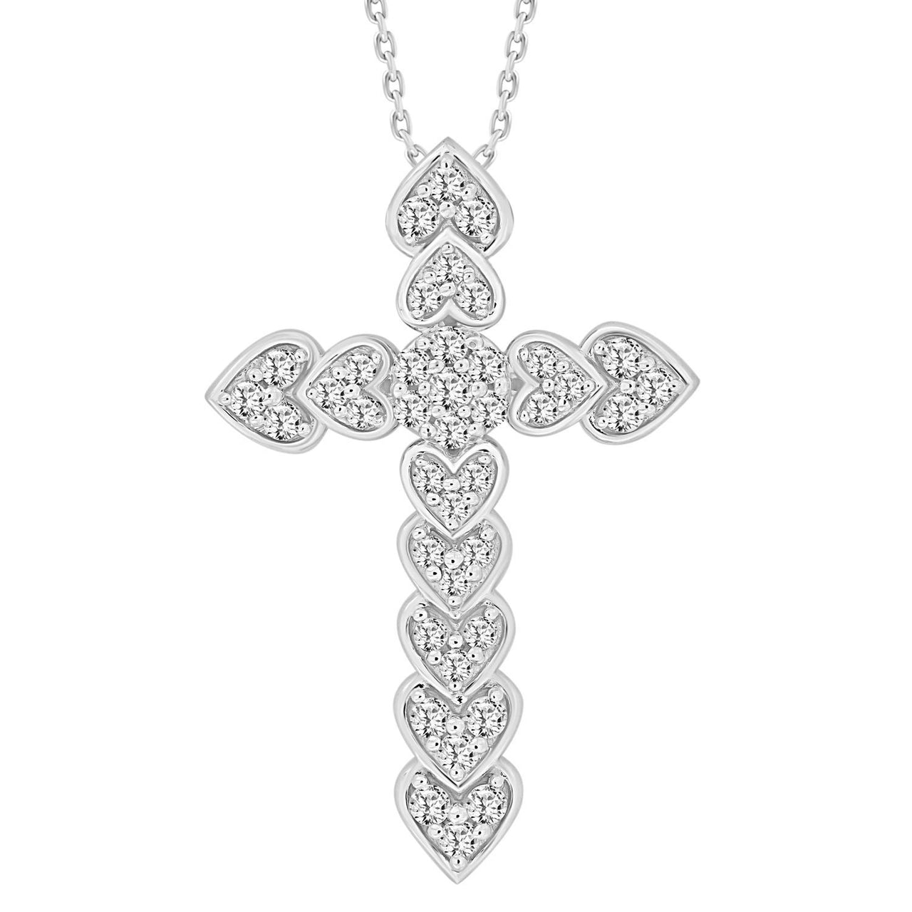 MEN'S CROSS 1/2 CT ROUND DIAMOND 10K WHITE GOLD