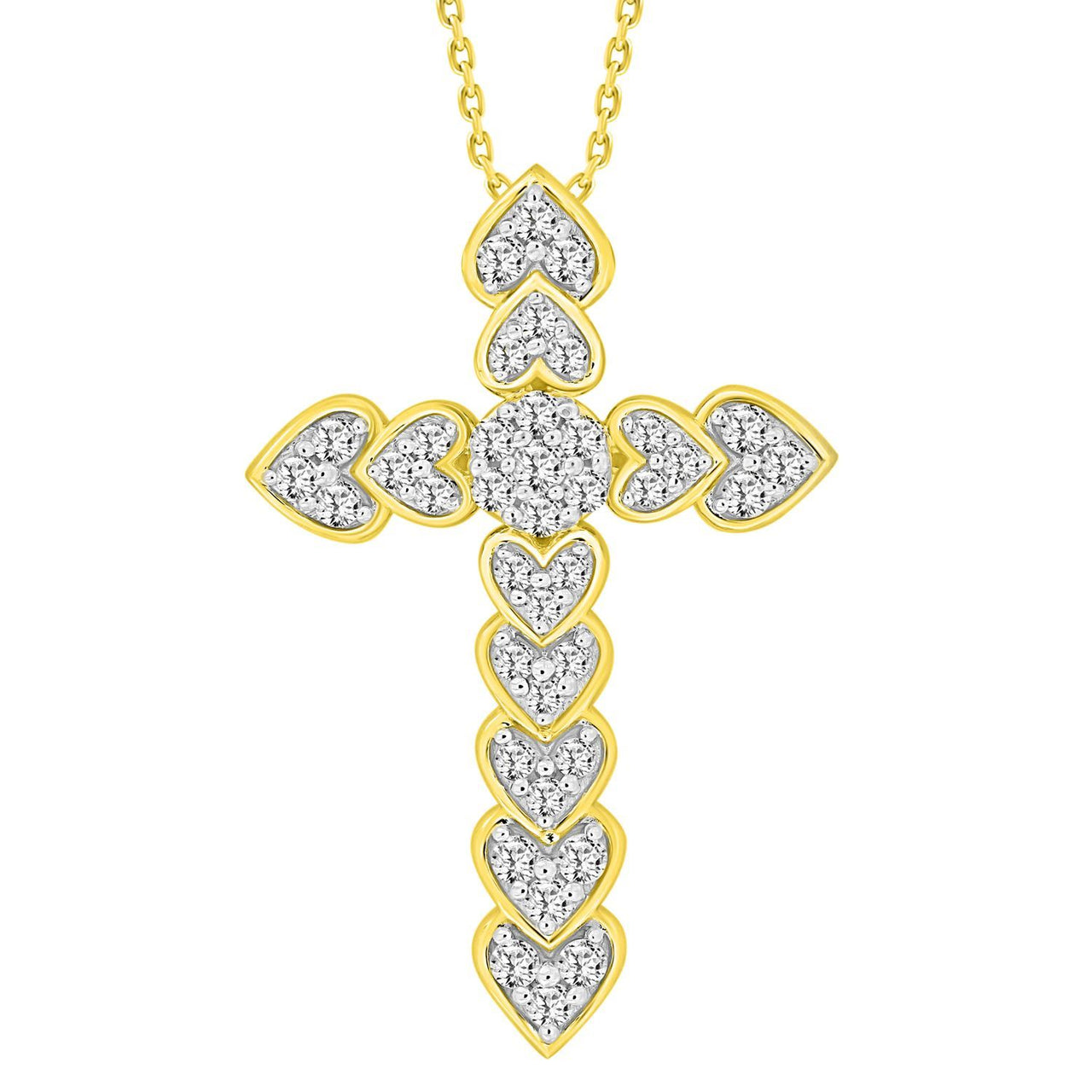 MEN'S CROSS 1/2 CT ROUND DIAMOND 10K YELLOW GOLD