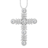 Thumbnail for LADIES PENDANT 1 CT ROUND/BAGUETTE DIAMOND 14K WHITE GOLD