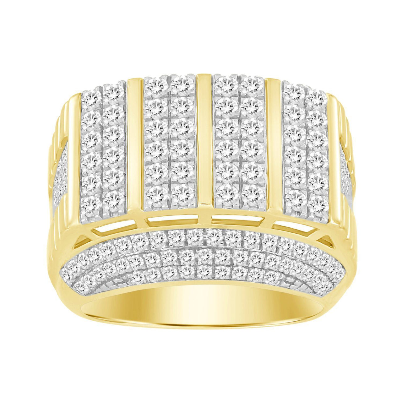 MEN'S RING 2 CT ROUND DIAMOND 10K YELLOW GOLD