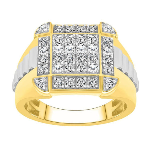 MEN'S RING 1 CT ROUND DIAMOND 10K YELLOW GOLD