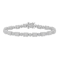Thumbnail for LADIES BRACELET 3 CT ROUND/BAGUETTE DIAMOND 14K WHITE GOLD