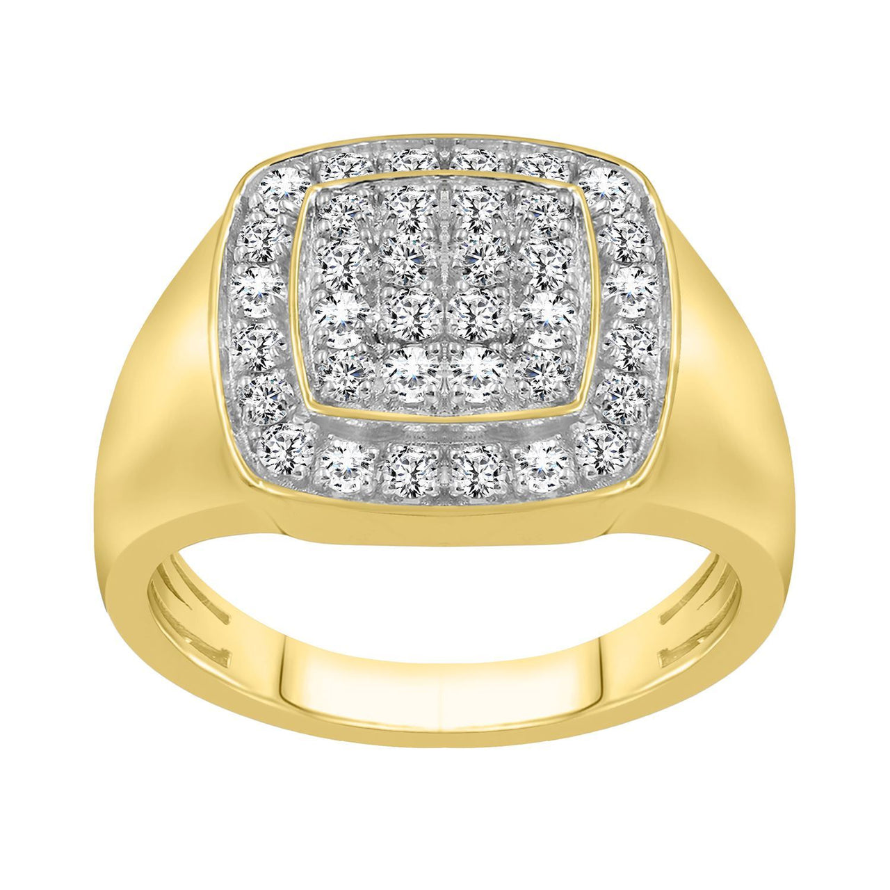 MEN'S RING 1 CT ROUND DIAMOND 10K YELLOW GOLD