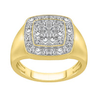 Thumbnail for MEN'S RING 1 CT ROUND DIAMOND 10K YELLOW GOLD