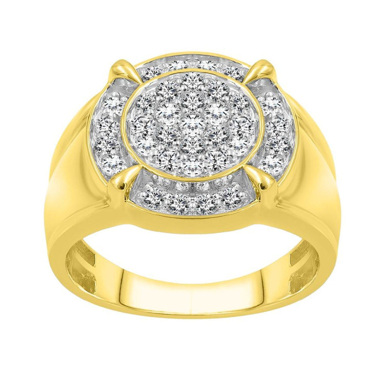 MEN'S RING 1 CT ROUND DIAMOND 10K YELLOW GOLD
