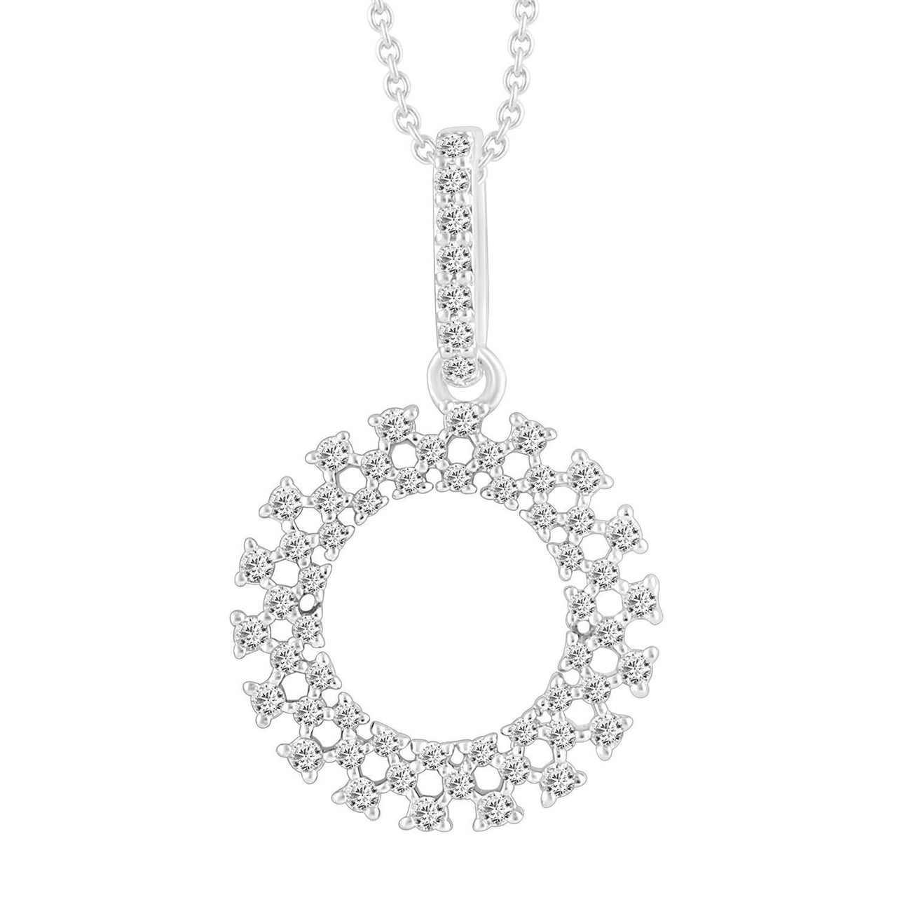 LADIES PENDANT 1/4 CT ROUND DIAMOND 10K WHITE GOLD