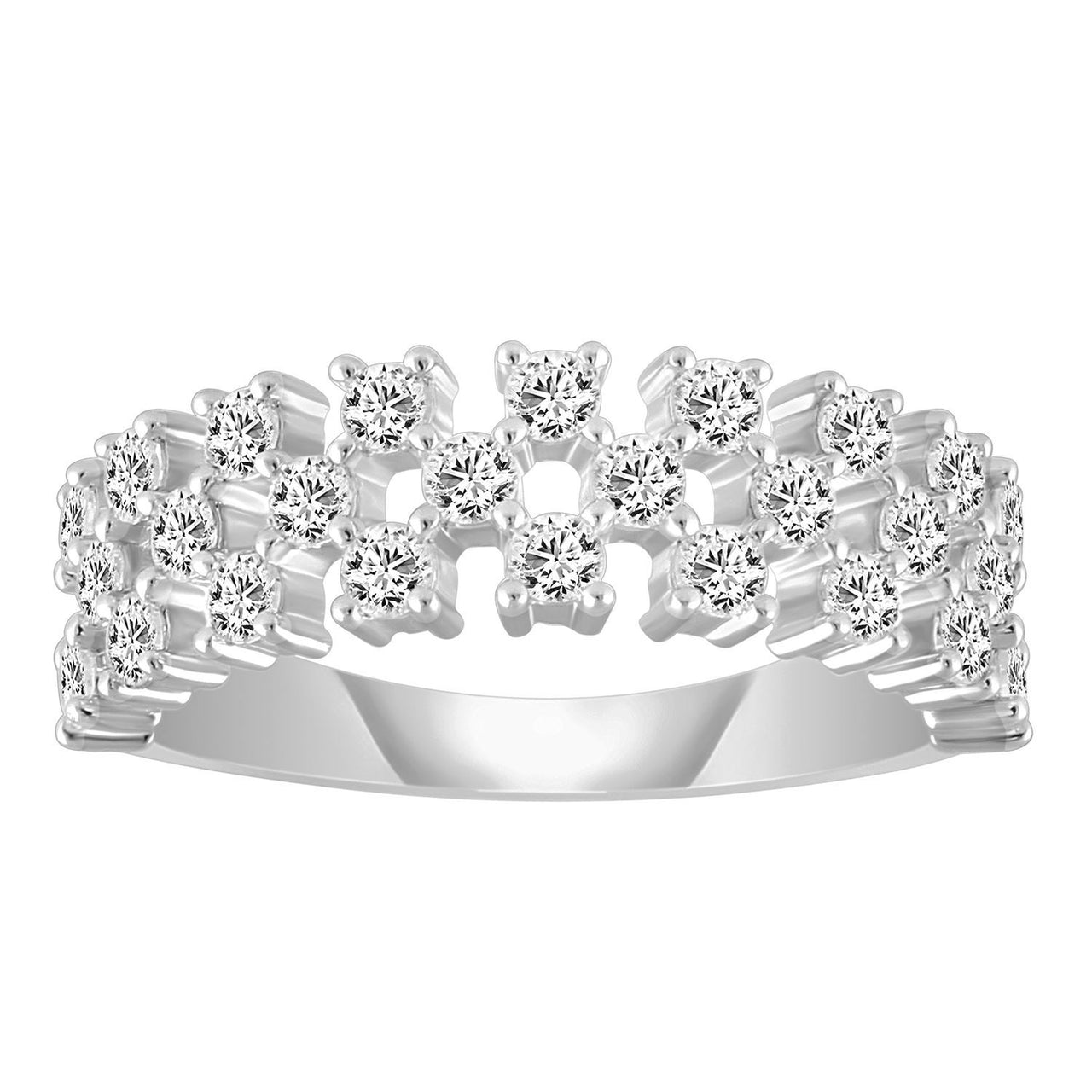 LADIES BAND 1 CT ROUND DIAMOND 10K WHITE GOLD