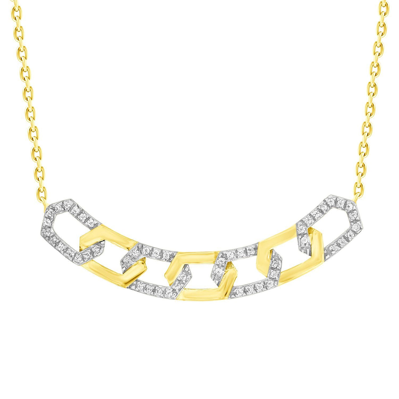 LADIES NECKLACE 1/6 CT ROUND DIAMOND 10K YELLOW GOLD