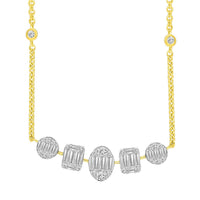Thumbnail for LADIES NECKLACE 1 CT ROUND/BAGUETTE DIAMOND 14K YELLOW GOLD