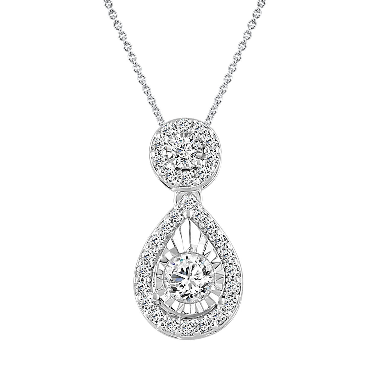 LADIES NECKLACE 1/2 CT ROUND DIAMOND 10K WHITE GOLD