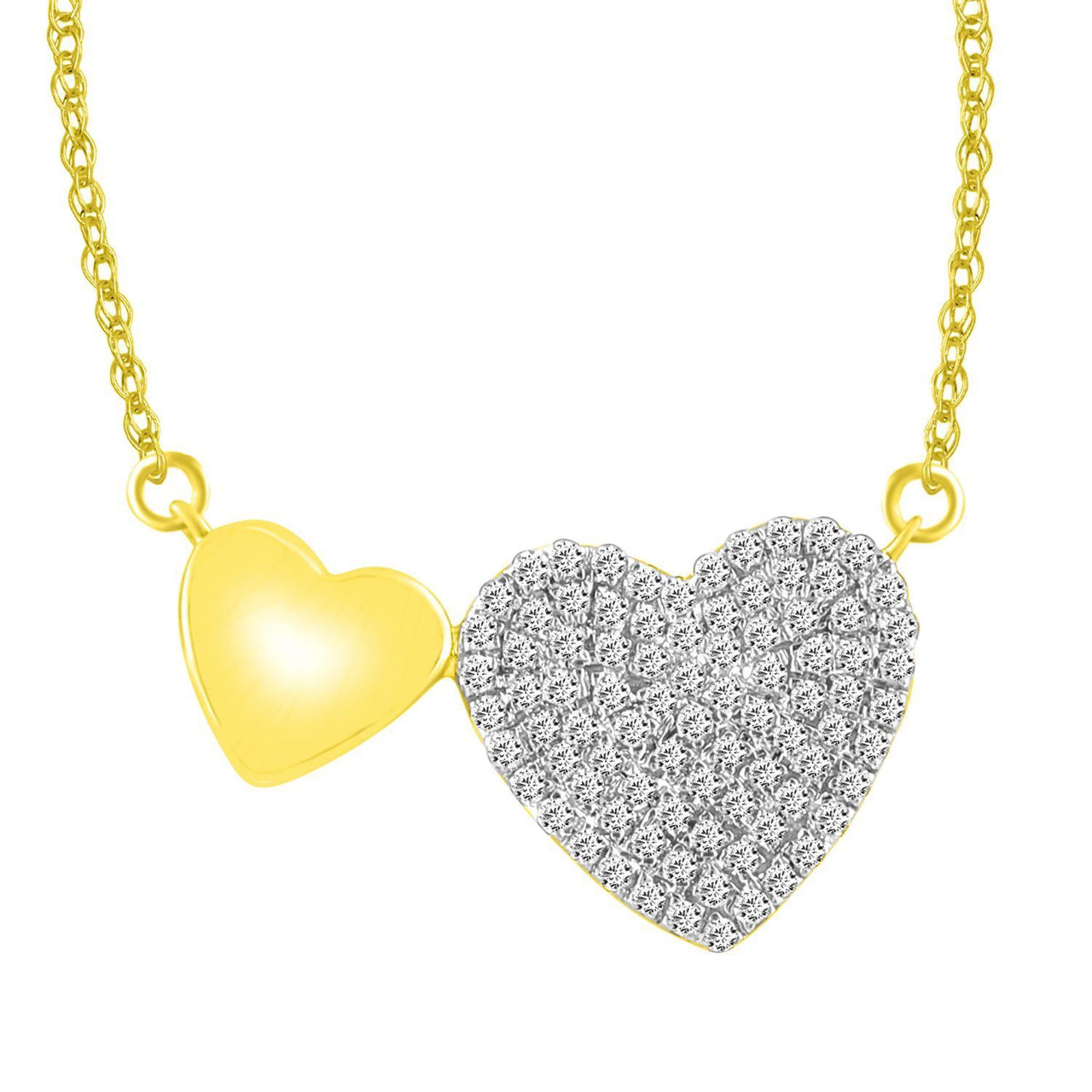 LADIES NECKLACE 1/4 CT ROUND DIAMOND 10K YELLOW GOLD