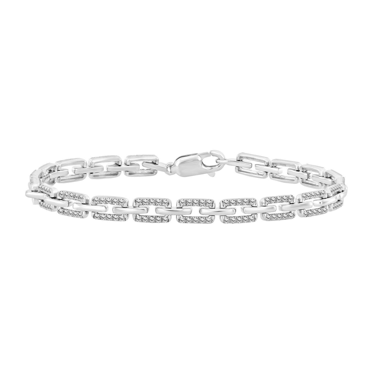 LADIES BRACELET 1 CT ROUND DIAMOND 14K WHITE GOLD