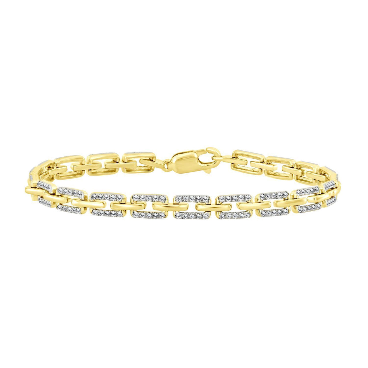 LADIES BRACELET 1 CT ROUND DIAMOND 14K YELLOW GOLD
